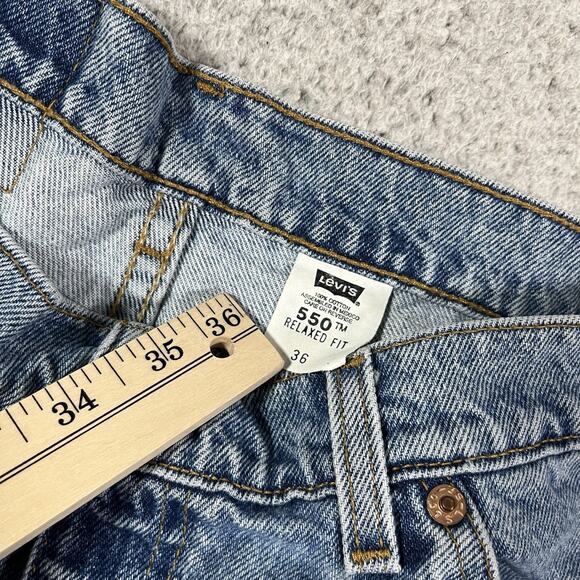 Levis 550 Orange Tab Jean Shorts Womens Waist 36 Cut Off Denim Vintage 90s - Picture 5 of 15